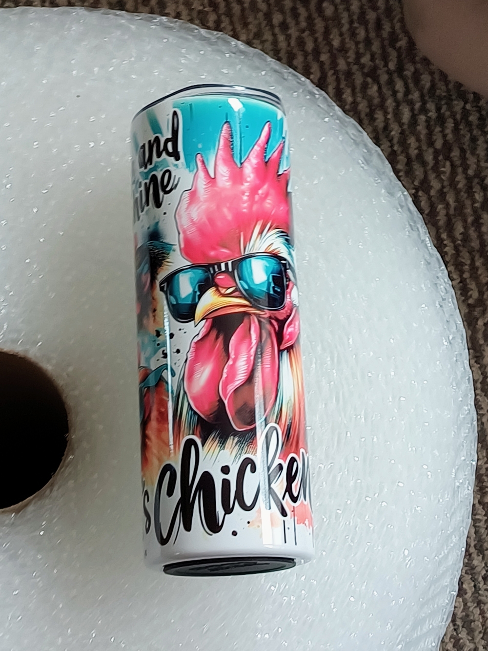 Colorful Rooster Tumbler with Sunglasses